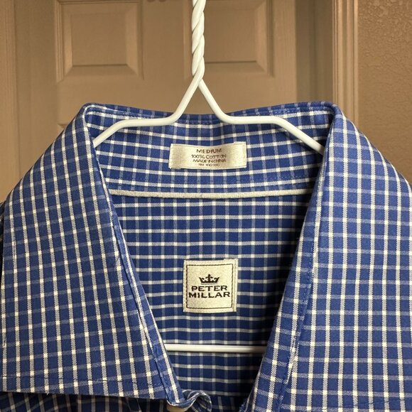 Peter Millar Shirt Mens Medium Blue Check Plaid Button Down Colorful - Picture 3 of 4